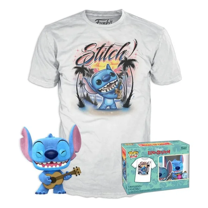 Lilo & stitch pop! & tee set de minifigura y camiseta ukelele stitch (fl) talla xl