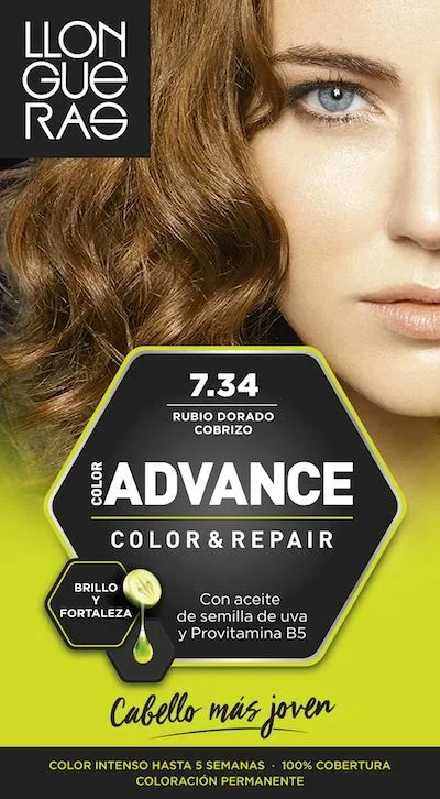 Llongueras Llong Color Advance 7.34 Rubio Dorado Cobrizo Coloración Permanente – 210 gr