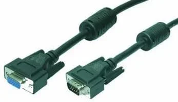 LogiLink CV0006 – Cable VGA (Macho/Hembra, 3+7, Double Shielded, 2X Ferrit Core, 5 m) Negro