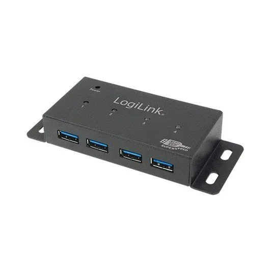 LogiLink UA0149 – Hub de 4 Puertos USB 3.0 con Cable de alimentación y Carcasa de Metal