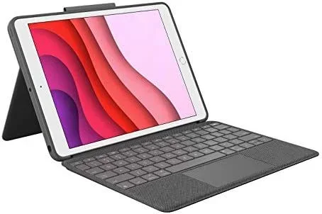 Logitech Combo Touch para iPad (7.ª, 8.ª y 9.ª generación) Funda con trackpad de precisión, Disposición QWERTY Inglés Reino Unido – Negro