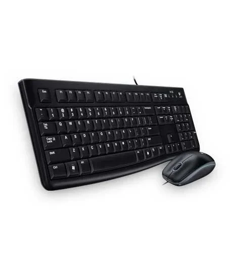 Logitech MK120 Combo Teclado y Ratón con Cable para Windows, Ratón Óptico con Cable, Conexión USB Plug and Play, Cómodo, Tamaño Normal, PC/Portátil, Disposición Rusa, Negro