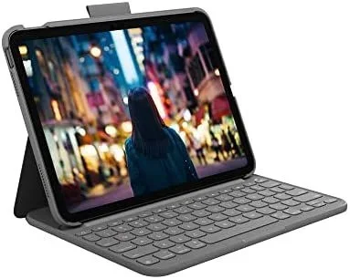 Logitech para iPad (10.ª generación) Funda con Teclado| Slim Folio con Teclado inalámbrico Integrado (Grafito) – Pan Nordic Layout