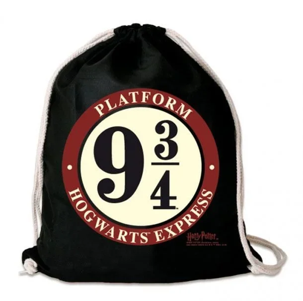 LOGOSHIRT – Harry Potter – Hogwarts Express – Andén 9 3/4 – Mochila Saco – Bolsa – Negro – Diseño Original con Licencia