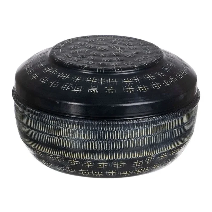LOLAhome Caja de Aluminio Grabado Negra de Ø 15×9 cm