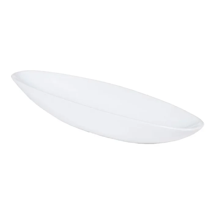 LOLAhome Centro de Mesa Ovalado Blanco de cerámica de 39x10x5 cm