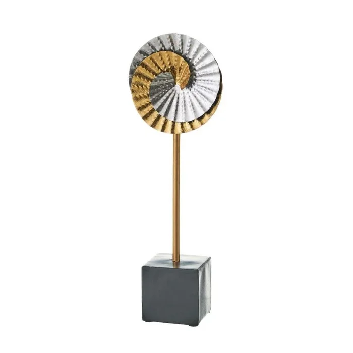 LOLAhome Figura de caracola de Hierro Dorada y Plateado de 13x8x41 cm