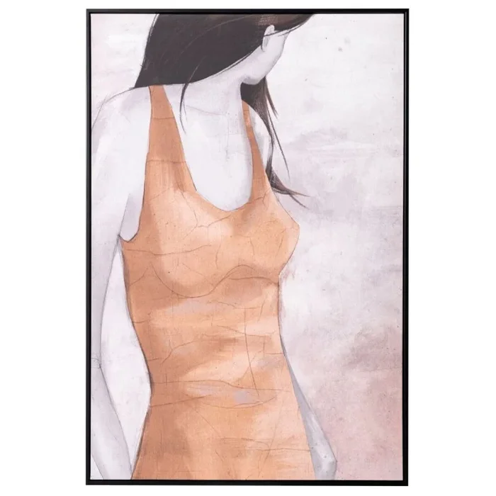 LOLAhome Lienzo de Mujer fotoimpreso de Madera Naranja de 122×82 cm