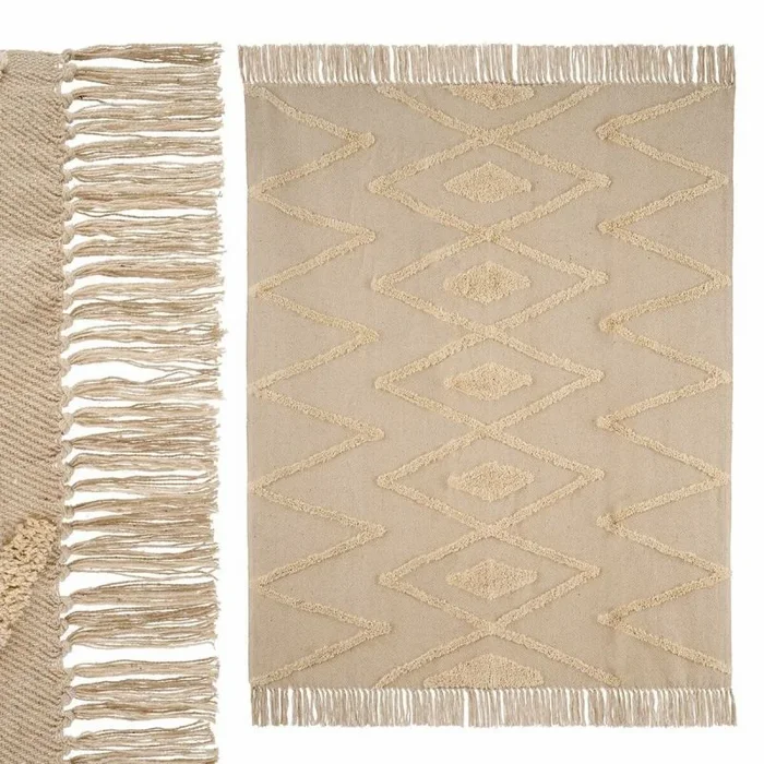 LOLAhome Manta Beige de sofá de algodón de 130×160 cm