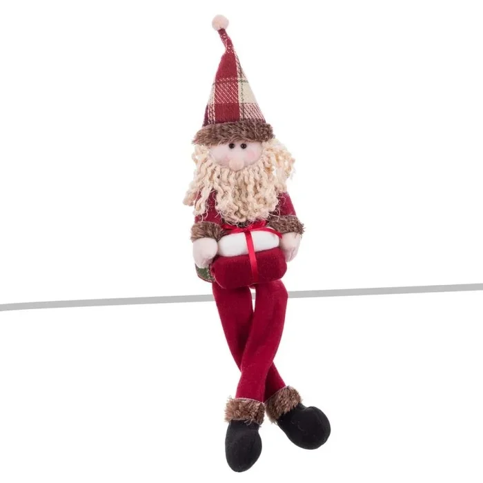 LOLAhome Papá Noel de piernas largas de Tela Rojo de 48 cm