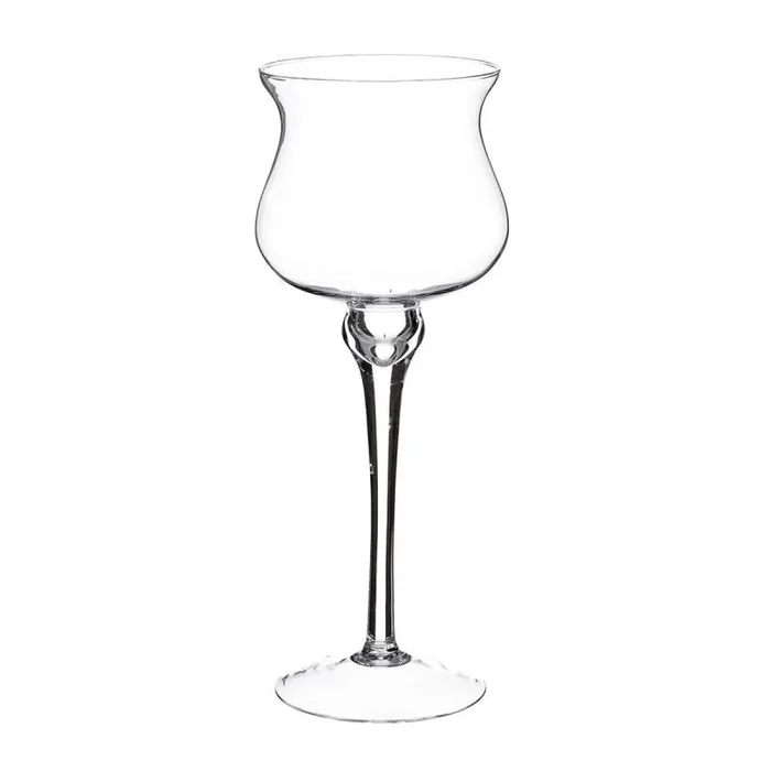 LOLAhome Portavelas de Copa Alta Transparente de Cristal de Ø 16×45 cm