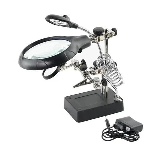 Lupa de Mantenimiento de Soporte Auxiliar de Iluminación Led 16129-C 2.5X / 7.5X / 10X (Enchufe de la UE)