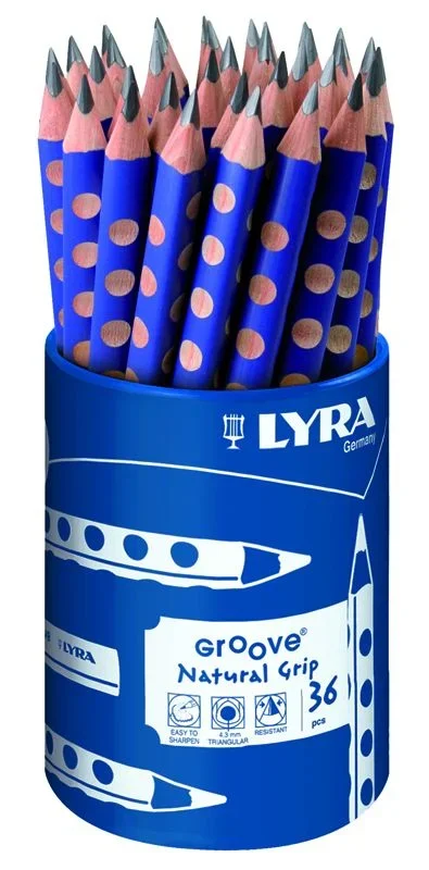 LYRA Groove, Lápices de grafito, Triangular con zona de grip natural, Bote de plástico, B