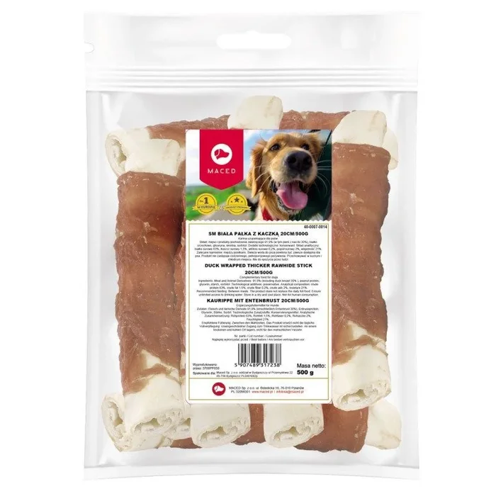 Maced duck wrapped thicker rawhide stick – masticable para perros – 500g