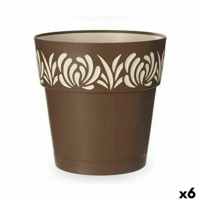 Maceta autorriego stefanplast gaia marrón plástico 29 x 29 x 29 cm (6 unidades)