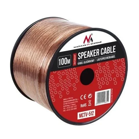 Maclean Cable de altavoz 2 * 1.5mm2 / 48 * 0.20CCA 3,5 * 7,0mm MCTV-512, longitud 100m