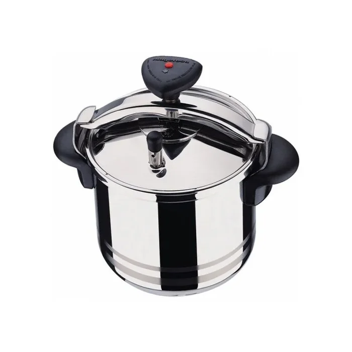 MAGEFESA ® Inoxtar olla a presión rápida de 10 litros, fabricada en acero inoxidable 18/10, apta para todo tipo de cocinas, incluido inducción, 3 sistemas de seguridad, fondo termodifusor, express