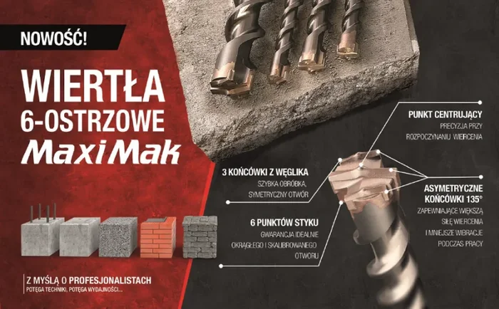 Makita Broca SDS Max Maxi Mak 6-Filosa 35x400x540mm, herramienta profesional para perforaciones en concreto y mampostería, alta precisión, 6 filos de corte, diseño robusto, color metálico.