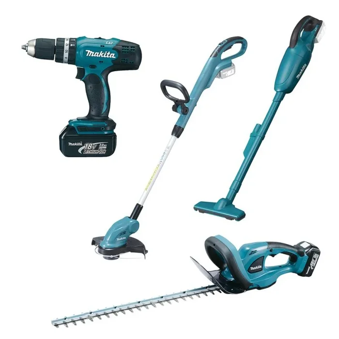 Makita DLX4093 – Juego de cortasetos, combinado, aspiradora, 18 V, azul/negro