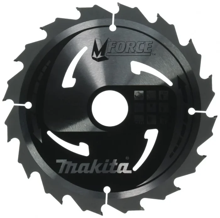 Makita Hoja de Sierra M-Force B-31952, herramienta profesional para cortes en madera y materiales diversos, tecnología avanzada, diseño reforzado, velocidad de corte optimizada, color metálico