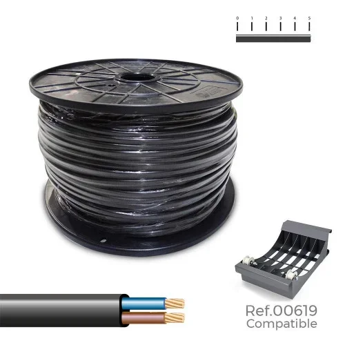Manguera plana h03vvh2-f 2 x 0,75 mm² negra, 400 m. (bobina grande)