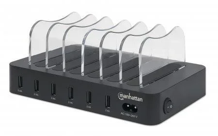 Manhattan 102254 102254 – Estación de Carga USB (máx.) 2,4 A 6 x USB 3.2 Gen 1 Hembra