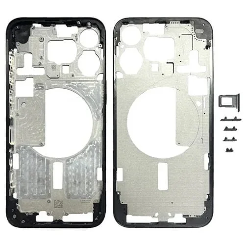 Marco Central Apple iPhone 15 Pro Max Placa de Bisel con Teclas Laterales y Bandeja Tarjetas Versión China (Negro)
