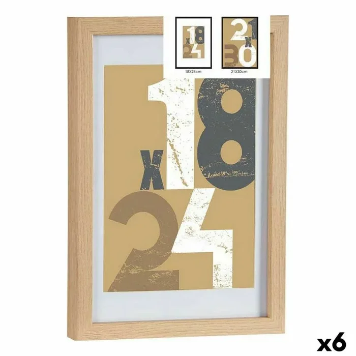 Marco de fotos 24 x 2,5 x 32,5 cm natural vidrio madera mdf (6 unidades)