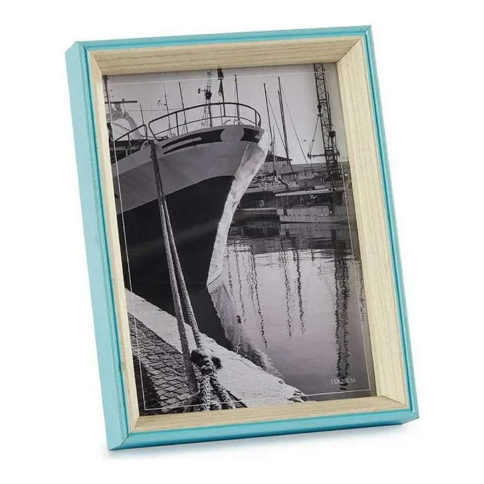 Marco de fotos azul marrón claro 3 x 22 x 17 cm cristal blanco madera mdf