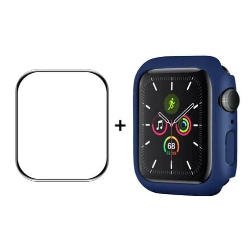 Marco de PC Enkay Hat-Prince + Película Protectora Pmma HD para Apple Watch Series 8/7 41mm (Azul Oscuro)