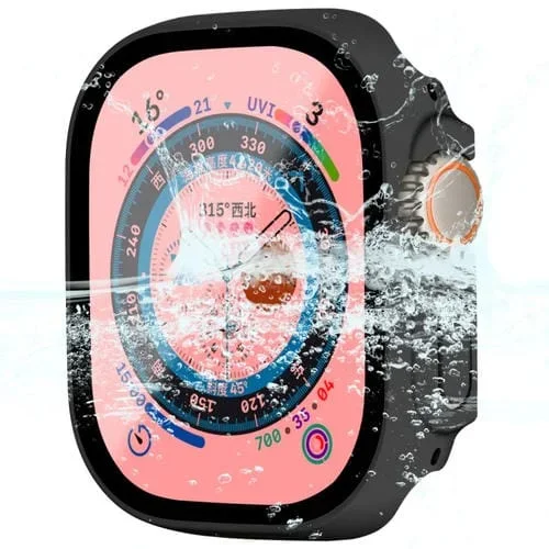 Marco PC + Caja Vidrio Templado para Apple Watch Ultra 49mm Enkay Hat-Prince a Prueba de Agua (Negro)