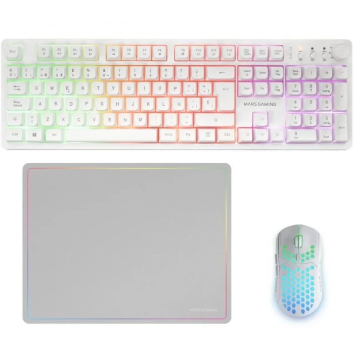 Mars Gaming MCPWXWES teclado Ratón incluido Juego RF inalámbrica + USB QWERTY Español Blanco