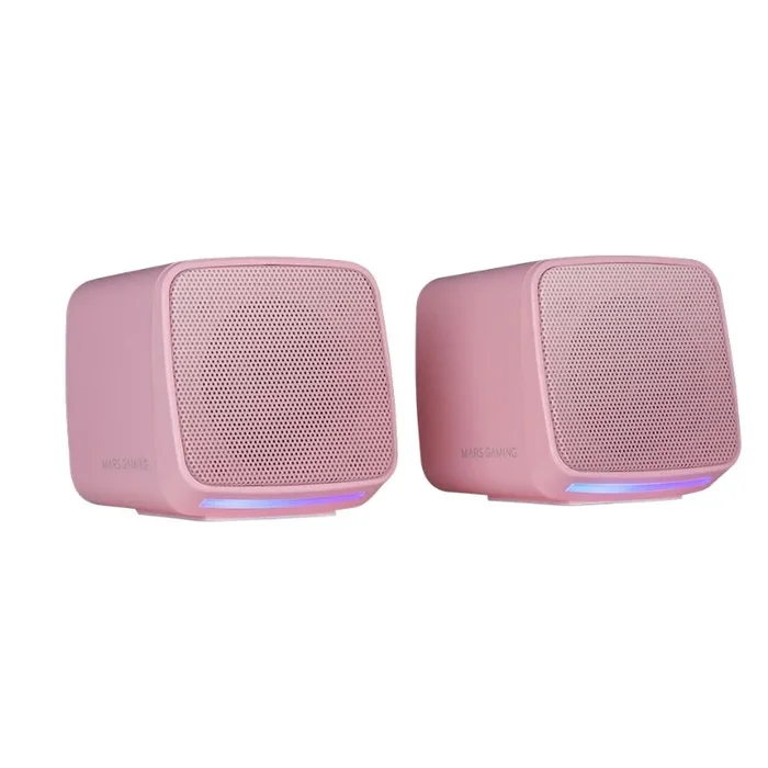 Mars Gaming MS-Pro, Altavoces Compactos 10W, Iluminación RGB Flow Dinámica, Altavoz PC con Caja de Control y Entrada Jack 3.5mm, Altavoces Gaming Compatibles con PC/Mac/Smartphone/Tablet, Rosa