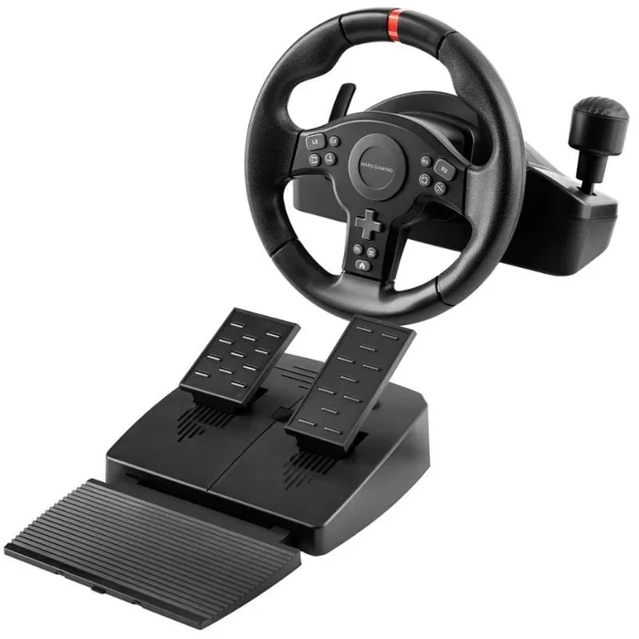 Mars Gaming MWH-RSXONE, Volante SimRacing, Zero Dead Zone y Giro 270°, Vibración DriveSense, Palanca Secuencial + Levas, Pedalera XL con Reposapiés, PC|PS3|PS4|Xbox One|Xbox Series X-S|Switch, Negro
