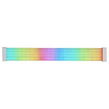 MARSGAMING MCA-16X, Funda ARGB para Cable de Alimentación 16PIN (8+8) PCIe para Tarjeta Gráfica, LEDs Ultra-brillantes, Iluminación ARGB Sincronizada, Cable de Silicona con Tira de Luz Lateral