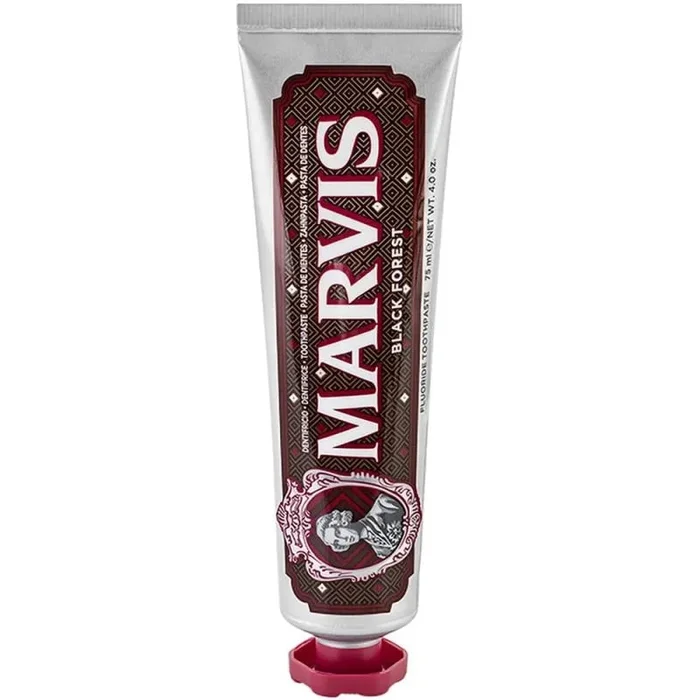 Marvis Pasta de dientes Selva Negra de chocolate y cereza, 75 ml, dentífrico para higiene dental, elimina la placa y cuida las encías, frescor duradero