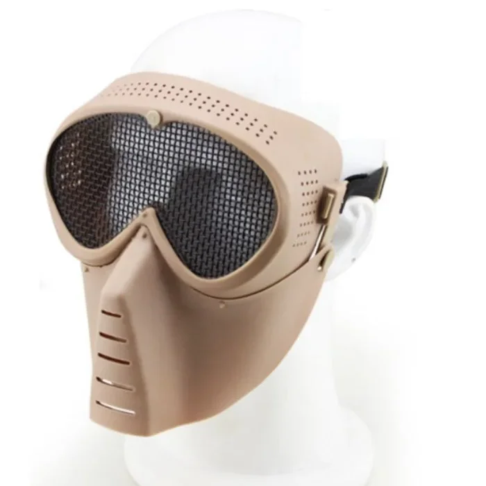 MÁSCARA DE MOSCA PEQUEÑA WOSPORT CON MALLA DE ACERO COLOR CANELA (KR014T)