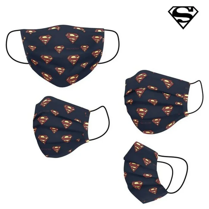 Mascarilla higiénica de tela reutilizable superman adulto azul
