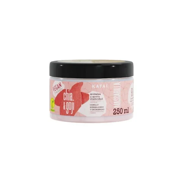 Mascarilla vegana Katai Chia & Goji Pudding 250ML: Nutrición Vegana para Cabellos Sensibles. Elimina el Frizz con Formulaciones Naturales Certificadas. ¡Suavidad sin Sulfatos ni Parabenos!