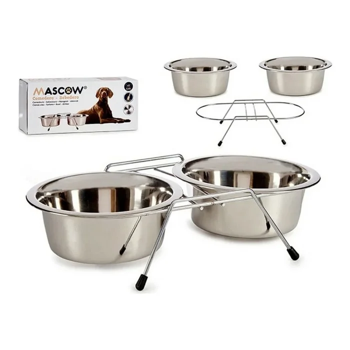 Mascow av2022-Mascow-silver alimentador Doble para Mascotas de acero Inoxidable x-4c7e4820 Productos para el hogar, Plástico, Plata