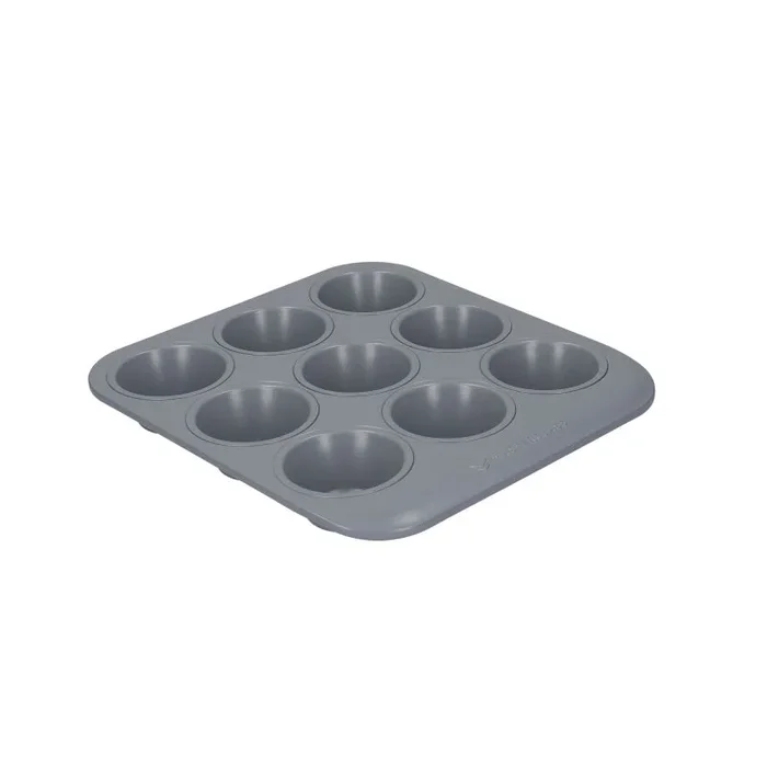 MasterClass Smart Ceramic Bandeja para Muffins y Magdalenas de Acero al Carbono Antiadherente Apilable 9 Agujeros 24 x 22 cm