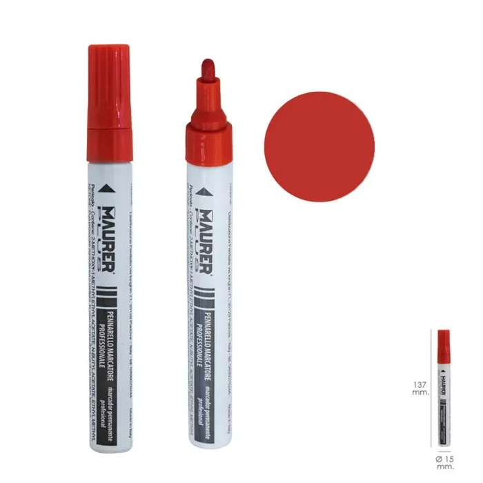 MAURER 2342620 Rotulador Marcador Obra Profesional Pintura Permanente Rojo, Multicolor