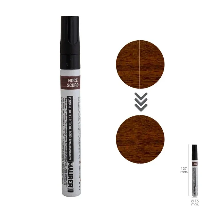 MAURER 2342805 Rotulador Profesional Retoque Madera Color Nogal Oscuro, Multicolor