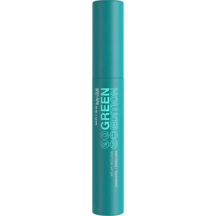 Maybelline New York Green Edition Mega Mousse Máscara de pestañas con + volumen + ligeras, Brownish Black