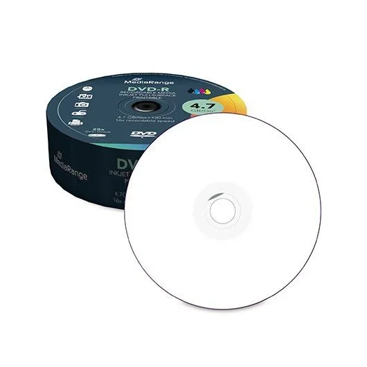 MediaRange MR407 DVD-R 4,7Gb|120min, 16x velocidad, 25 x DVD registrable