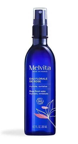 Melvita – Agua Floral de Rosas Bio Revitalizante, Loción Hidratante y Refrescante sin Perfume, 100% Natural, Certificada Ecológica y Vegana, 200 ml