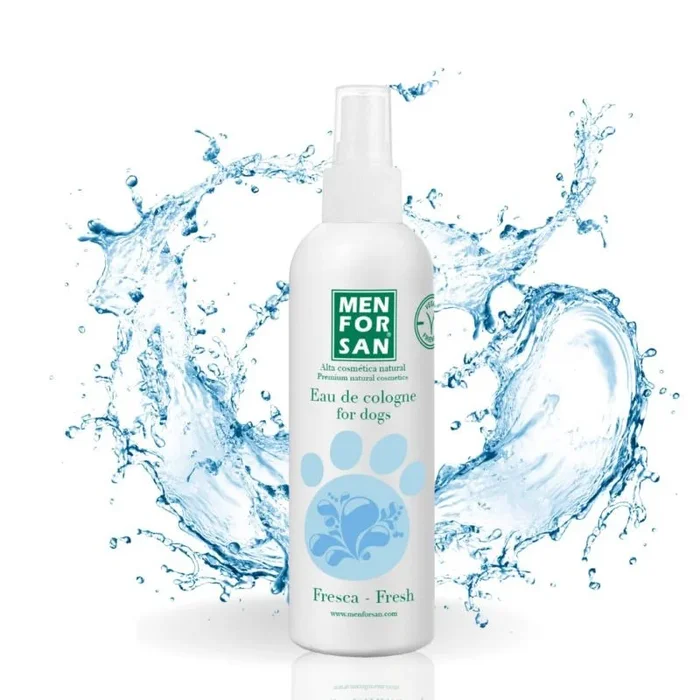MENFORSAN Agua de colonia para perros | Fresca | Aroma intenso y refrescante | Efecto desodorante | Con Ingredientes muy suaves ue NO irritan la Piel | Con Ph Neutro | 125 ml