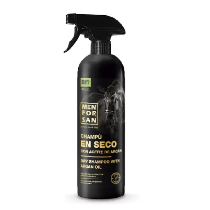 MENFORSAN Champú en seco con Aceite de argán para Caballos, 1L | Bio – Vegan Friendly – 100% Natural | Premium Horse Care