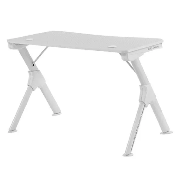 Mesa mars gaming mgd white chasis de acero tablero 110x60cm altura 74cm con diseño de fibra de carbono con guias y soportes