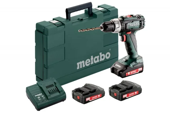 METABO 602321540 – Taladro atornillador a bateria 18V / 3x 2,0 Ah Li-Ion BS 18 L – portabrocas 13 mm con maletín